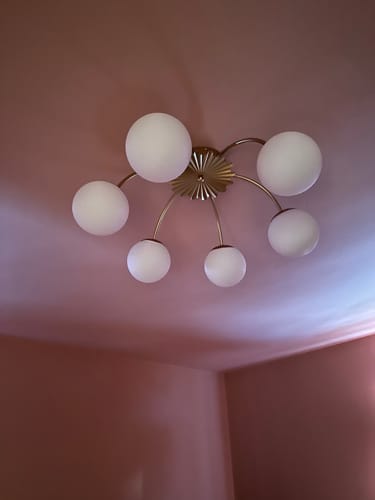 Customer photo review of Bloom Dimmable Opal Glass Globe Bubble Semi Flush Chandelier