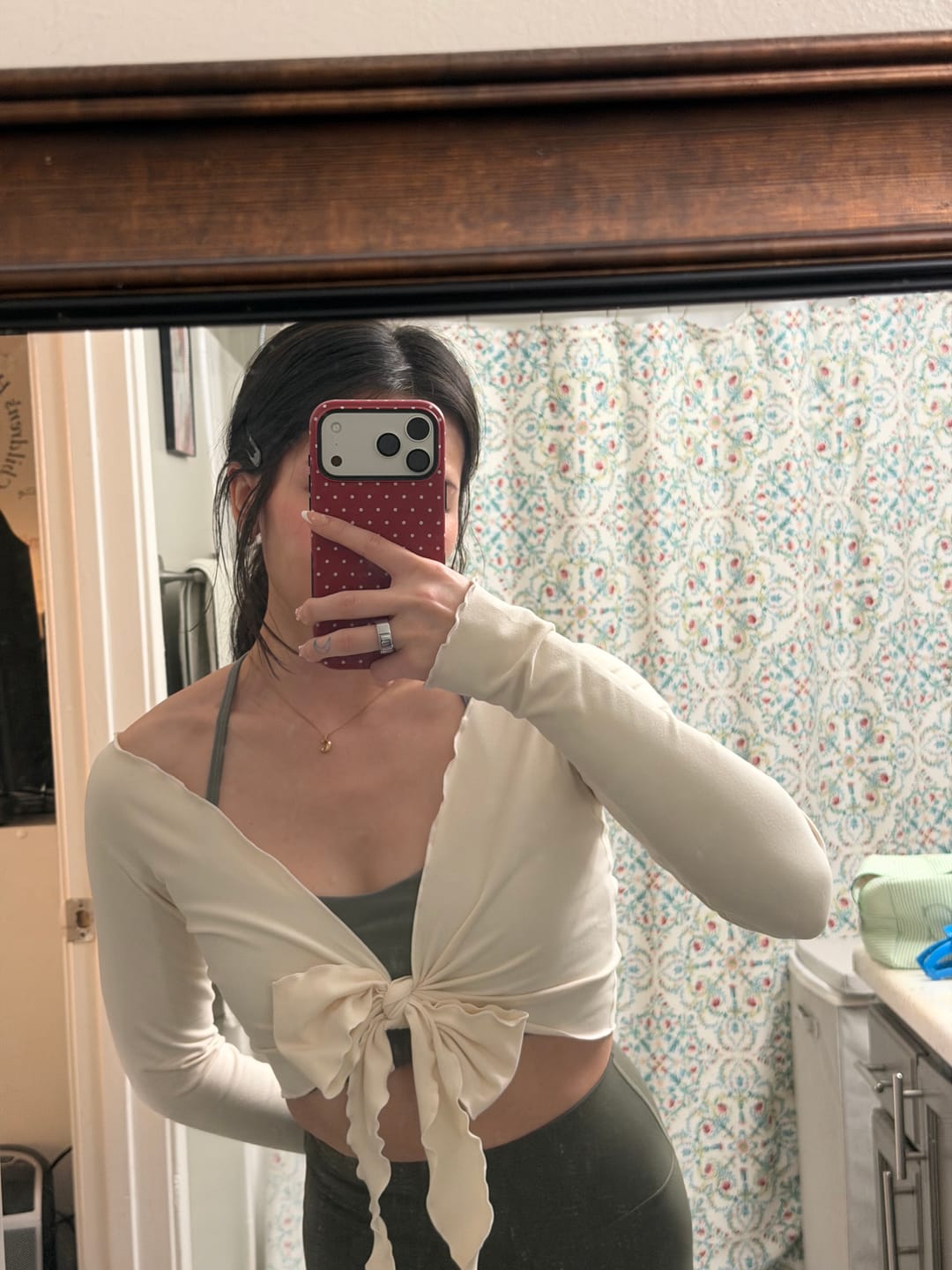 Customer photo review of The Wrap Top / Cream