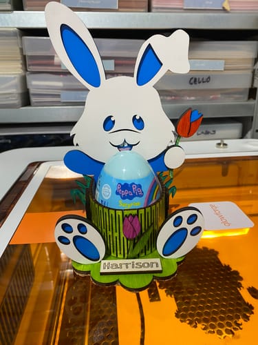 Customer photo review of Laser cut Easter bunny egg holder 3 bundle svg file