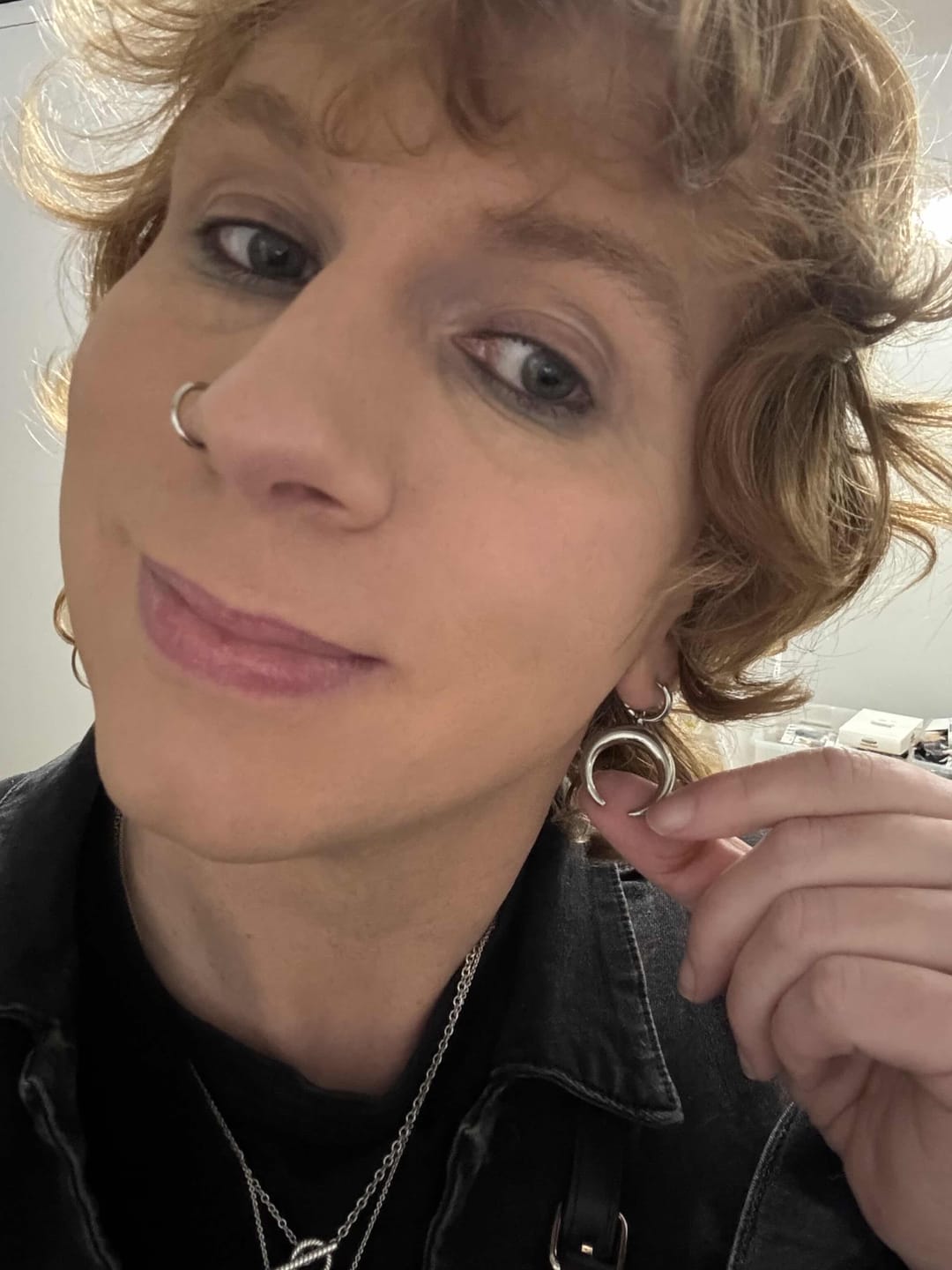 Customer photo review of Crescent Moon Earrings
