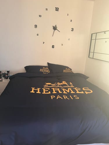 Customer photo review of Luxury Blue Paris Hermes bed set