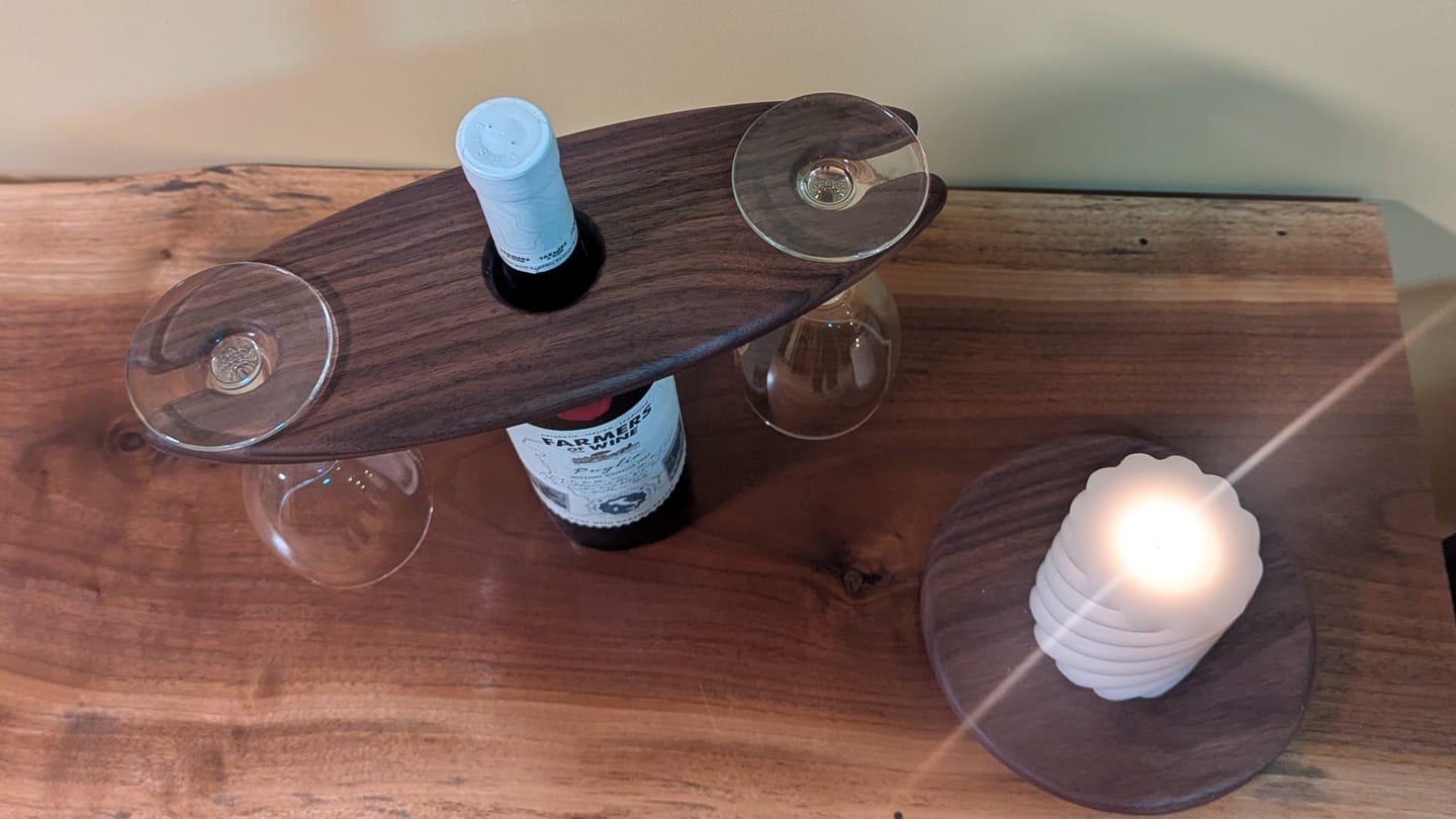 Customer photo review of 11x4" Wine Caddy 1 Acrylic Router Template