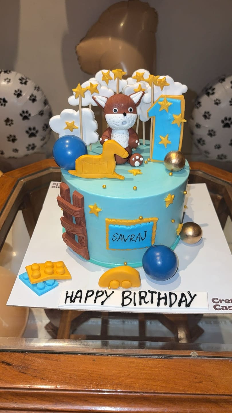 Customer photo review of Teddy and ladder Cake