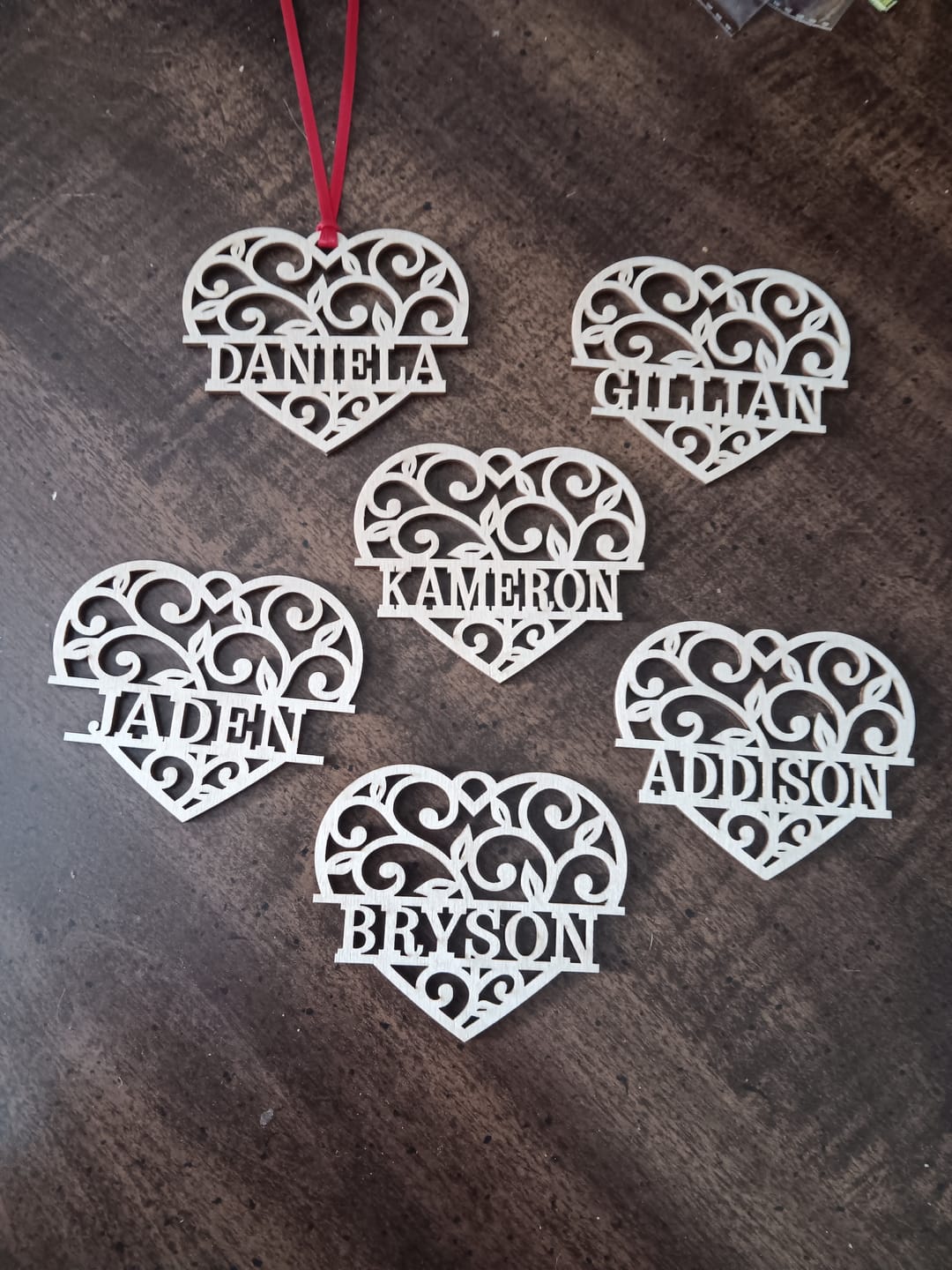 Customer photo review of Personalized Heart Ornaments