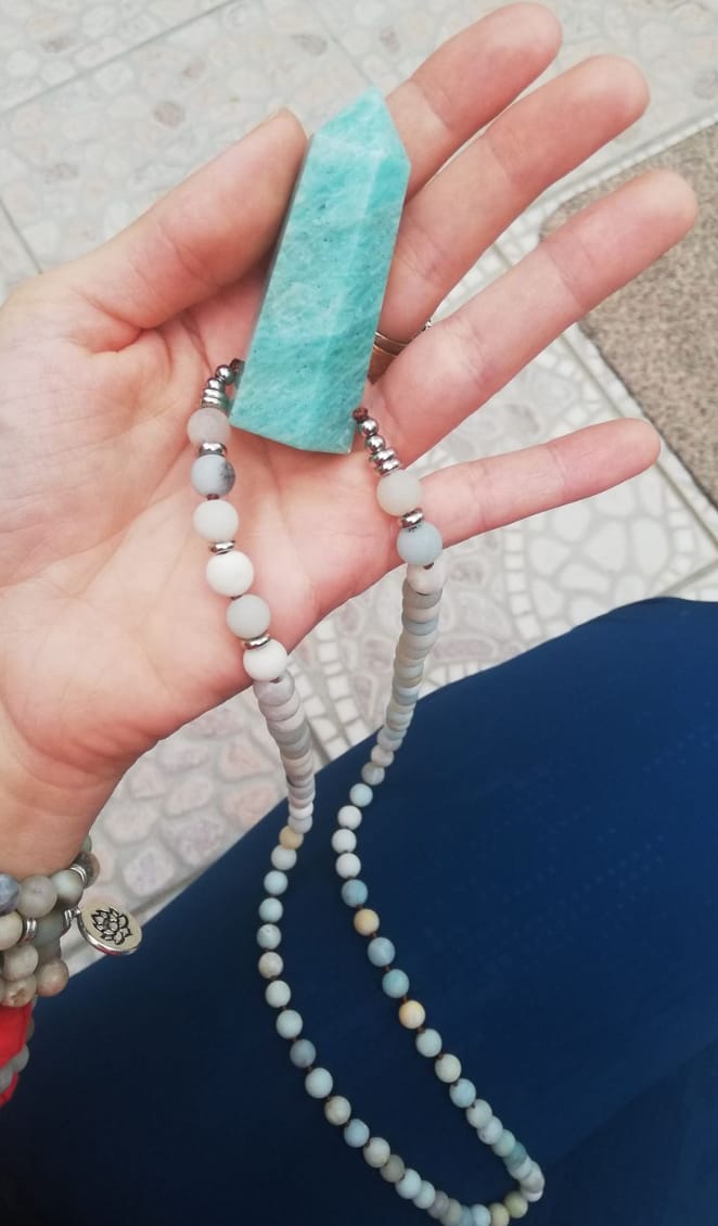 Customer photo review of Natural Amazonite Point Wand Necklace