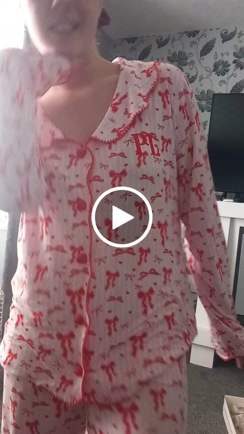 Customer video review of P.Louise Adults Christmas Bow Pyjamas - Trousers Set