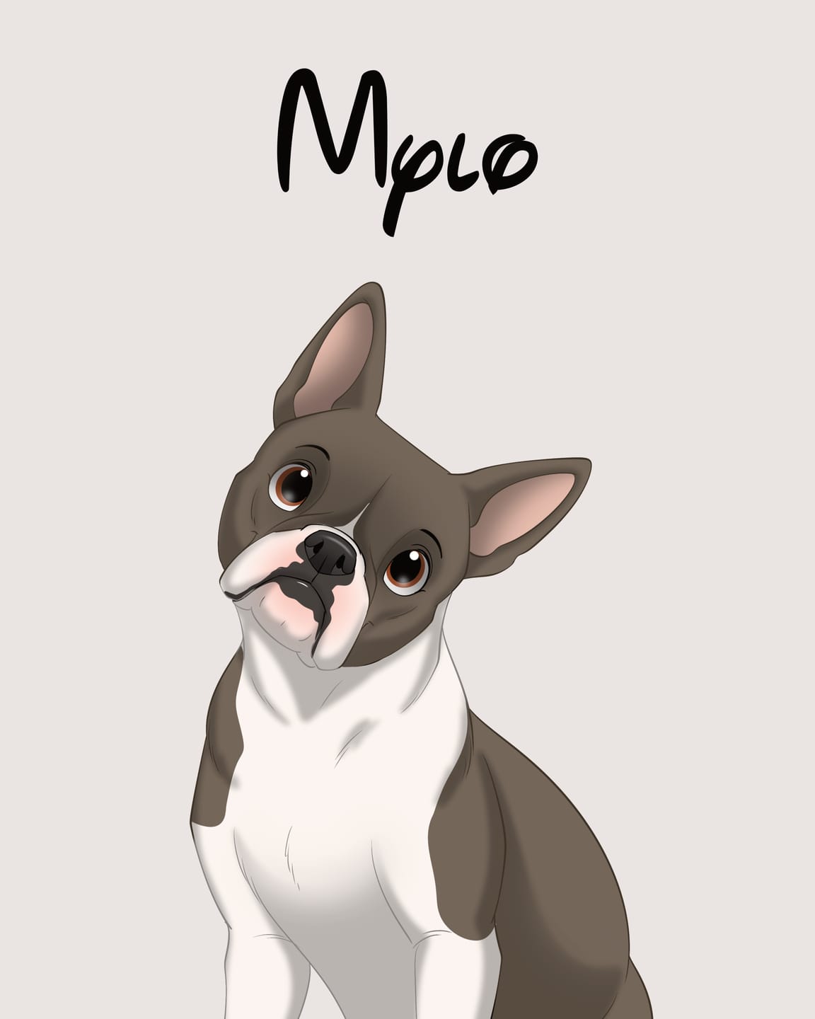 Customer photo review of Custom Hand-Drawn Cartoon Pet Portrait
