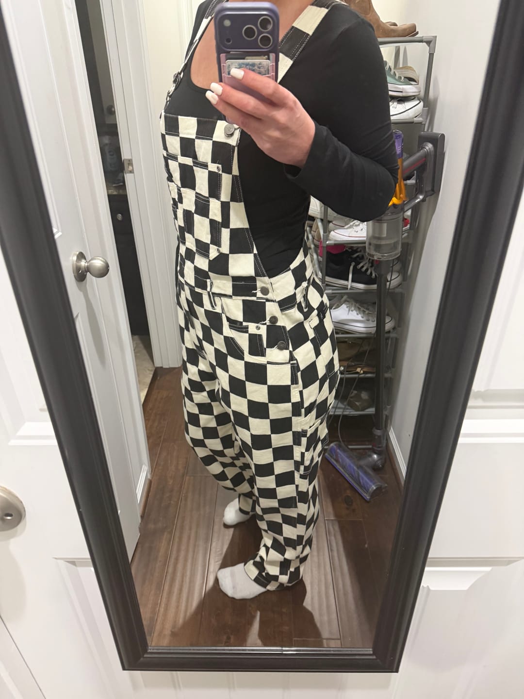 Customer photo review of Born Bad Washed Overalls - Checkered