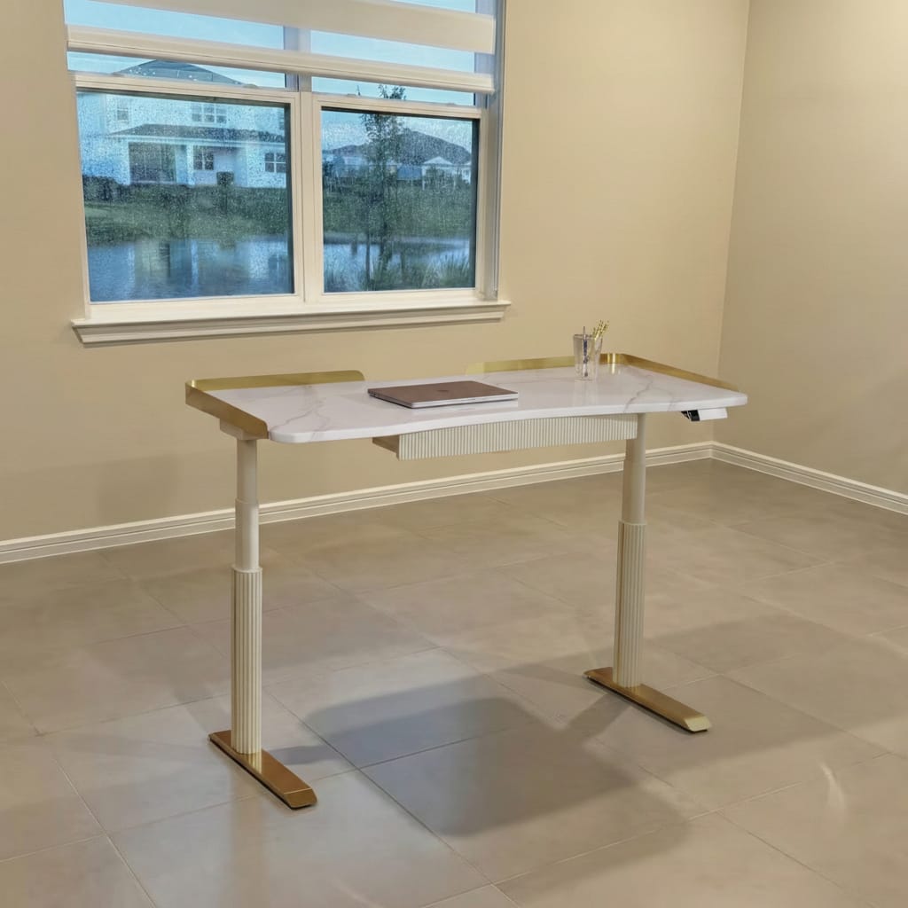 Customer photo review of Estand Electric Adjustable Standing Desk & Fluted Desk with Drawers