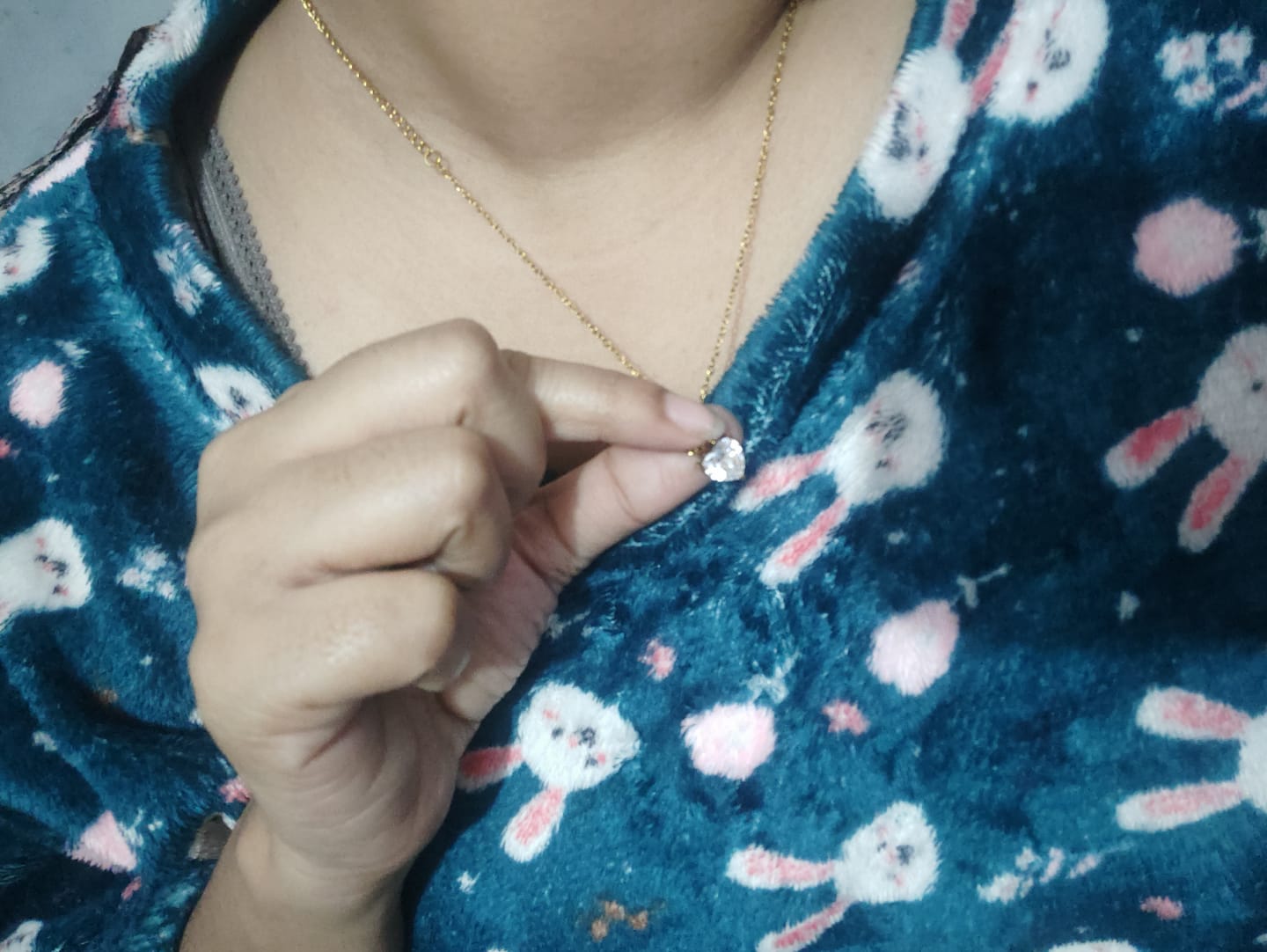 Customer photo review of Blushing Crystal Heart Pendant