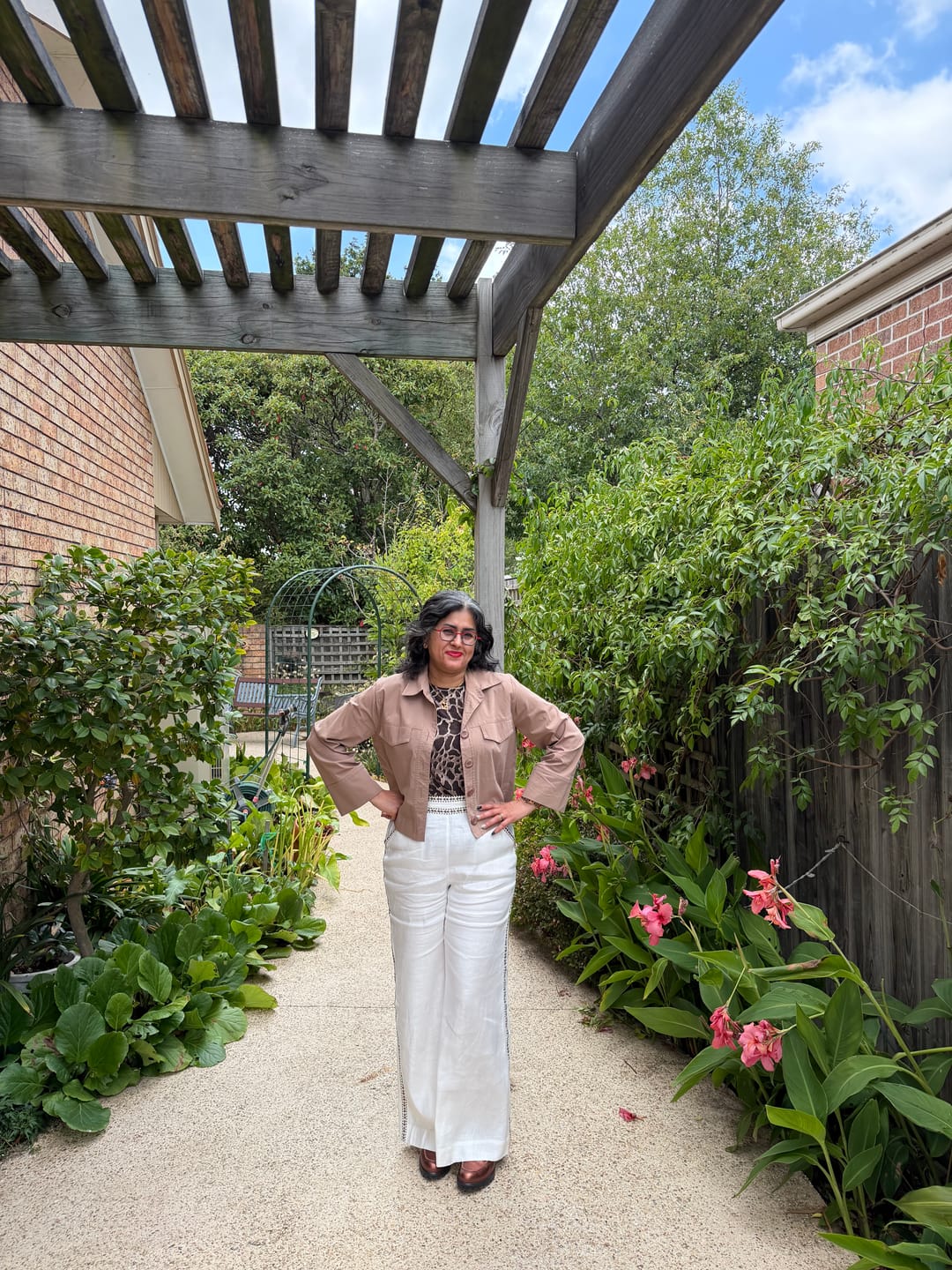 Customer photo review of Zara Linen Viscose Pant in Dune
