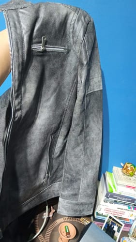 Customer photo review of Chamarras Para Hombre Biker Tipo Piel D45308 Gris