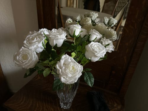 Customer photo review of Bulk 17" Blooming Rose Stems Real Touch Artificial Flowers Arrangement Wholesale