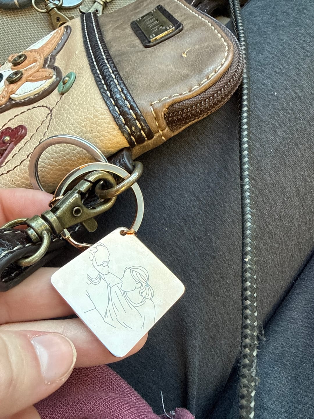 Customer photo review of Soulmate Custom Engraved Photo Keychain