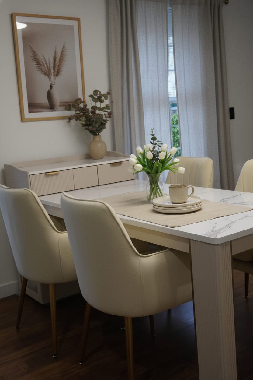 Customer photo review of Selene Modern Square Extendable Fluted Dining Table with Light and Storage for 4-6 Seats