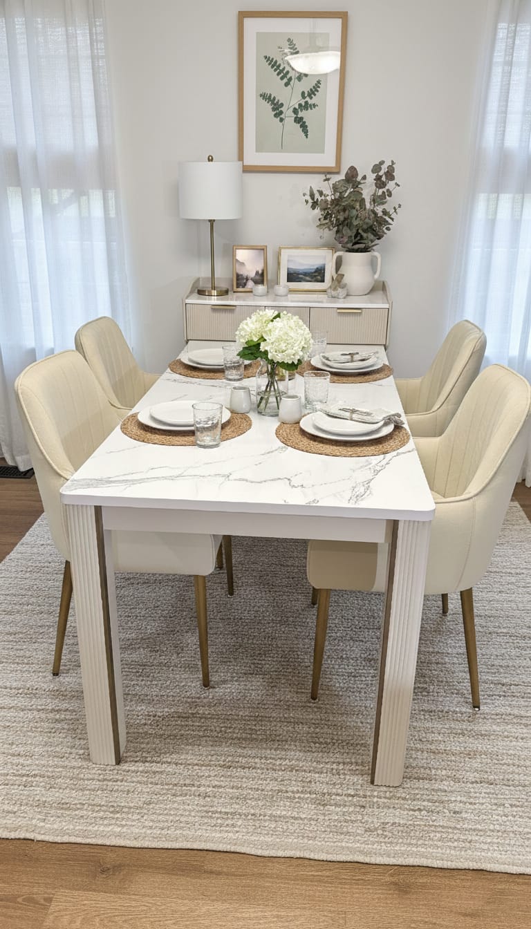 Customer photo review of Selene Modern Square Extendable Fluted Dining Table with Light and Storage for 4-6 Seats