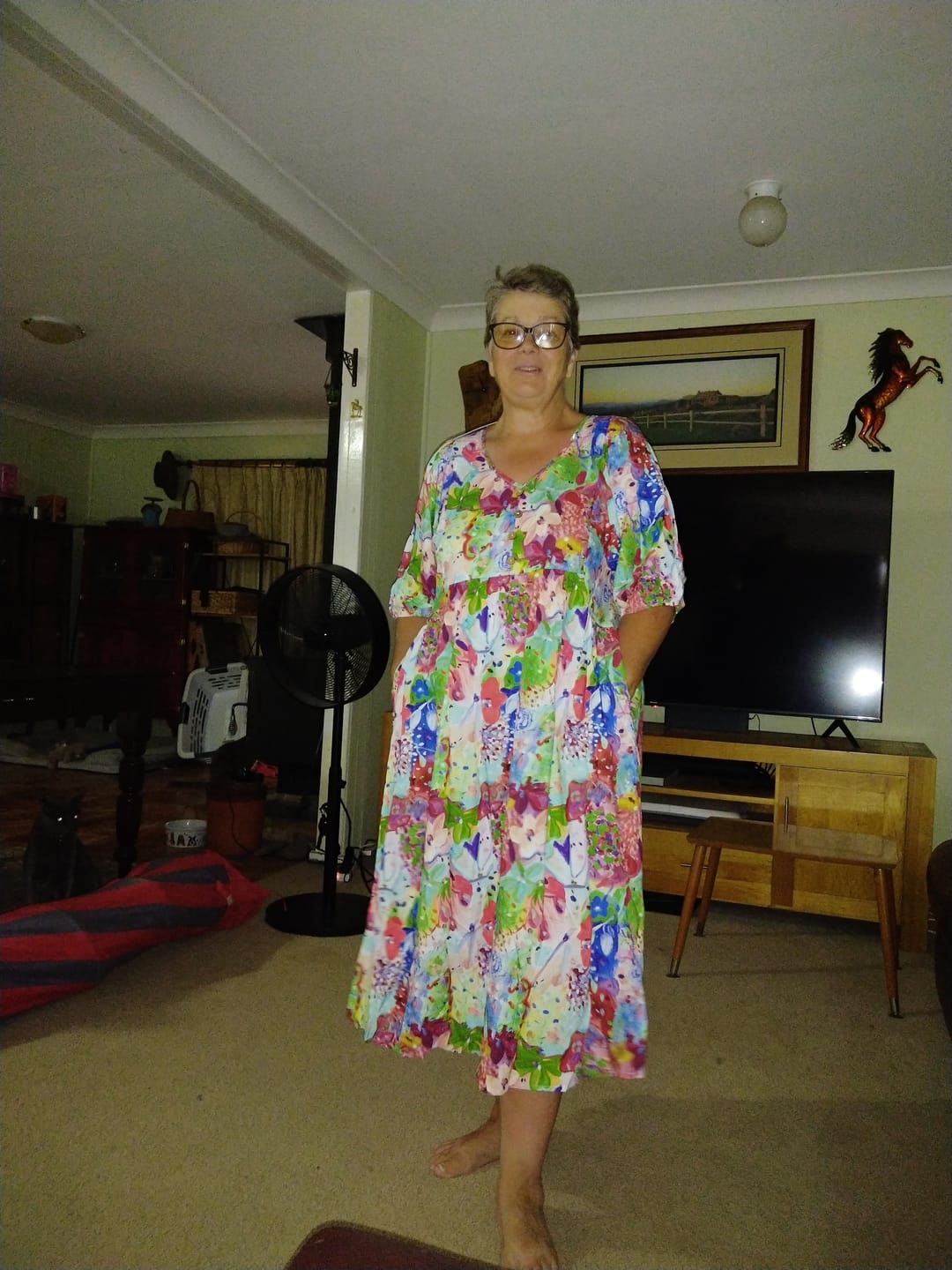 Customer photo review of Zandra Midi Dress in Red Multi