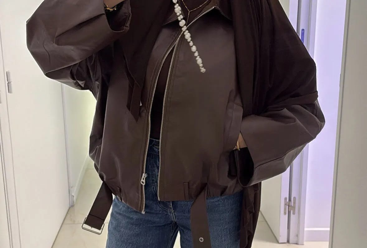 Customer photo review of Carine Leather Moto Jacket