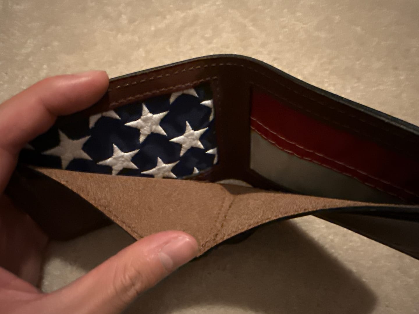 Customer photo review of Old Glory Wallet