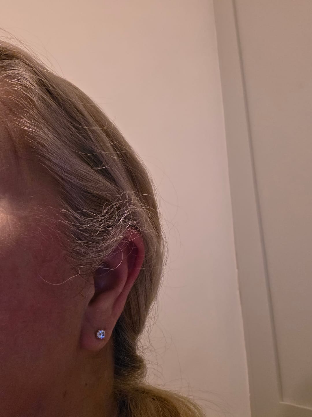 Customer photo review of 9K Gold World's First Lab Grown Diamond Sleep Stud Earrings