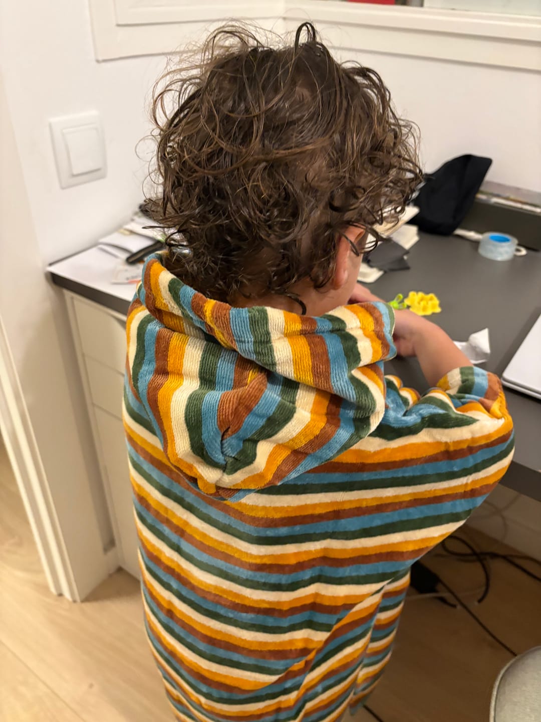 Customer photo review of Rainbow Kids Hooded Beach Towel Poncho