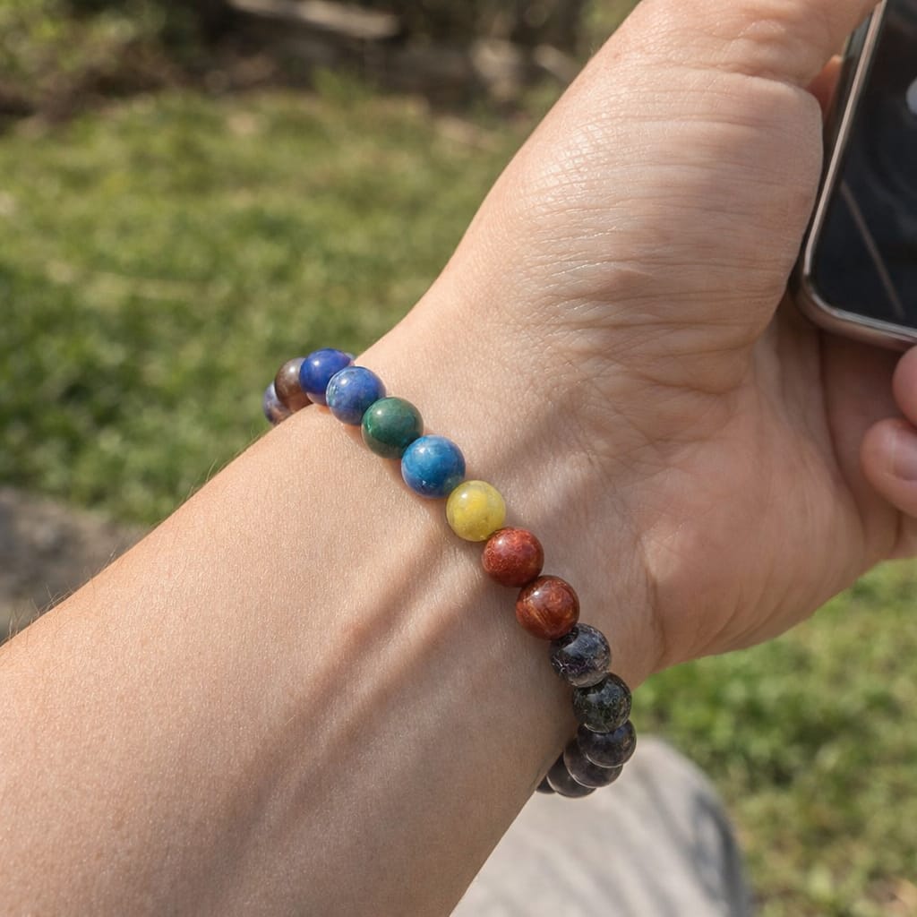 Customer photo review of Original 7 Chakra Gemstone Bracelet – Vastu Remedy for Healing Energy & Spiritual Alignment
