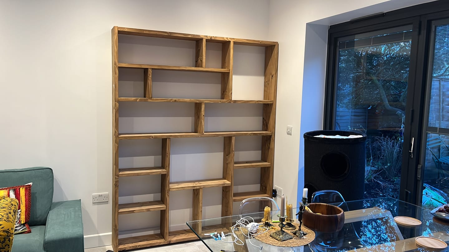 Customer photo review of Reclaimed Wood Bookcase | Rustic Scaffold Shelving Unit | Custom Handmade Timber Bookshelf | Industrial Style Storage Solution - OG