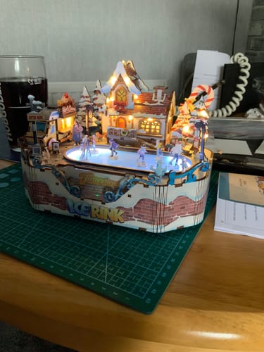 Customer photo review of Ice Rink Spinning Skater DIY Wooden Music Box