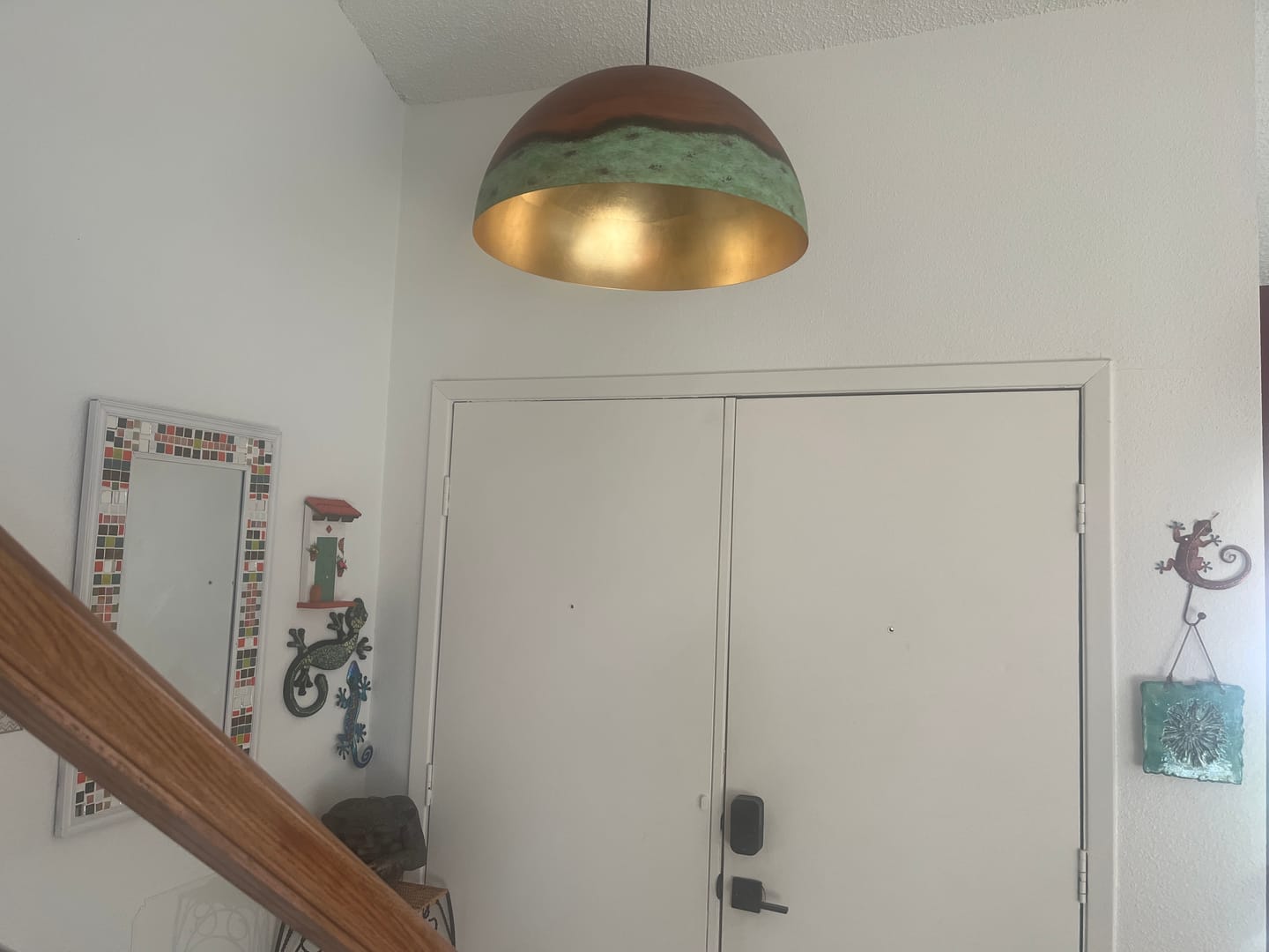 Customer photo review of Oversized Industrial Copper Patina Metal Dome Pendant Light