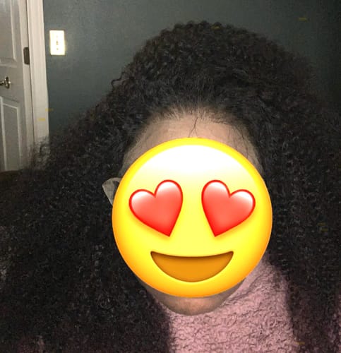 Customer photo review of CurlyMe Afro Kinky Curly Hair Pre-bleached Swiss 13x4 HD Lace Front Wig Human Hair Pre plucked Wigs