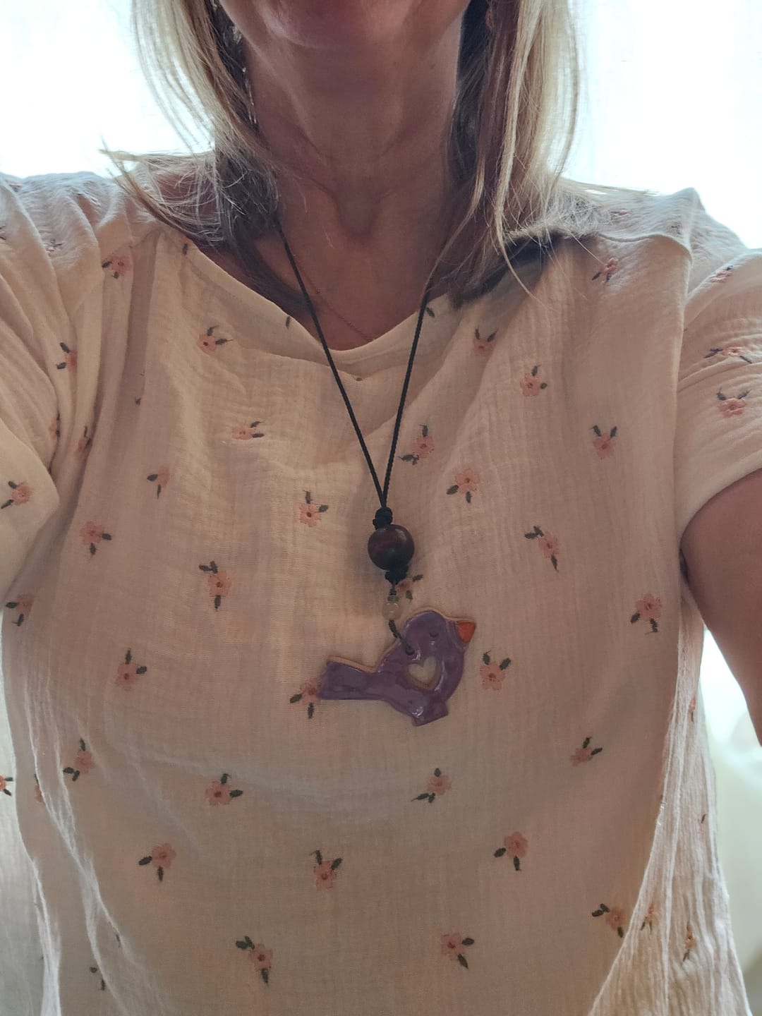 Customer photo review of Blouse  Romy – Double gaze de coton blanc cassé primevère