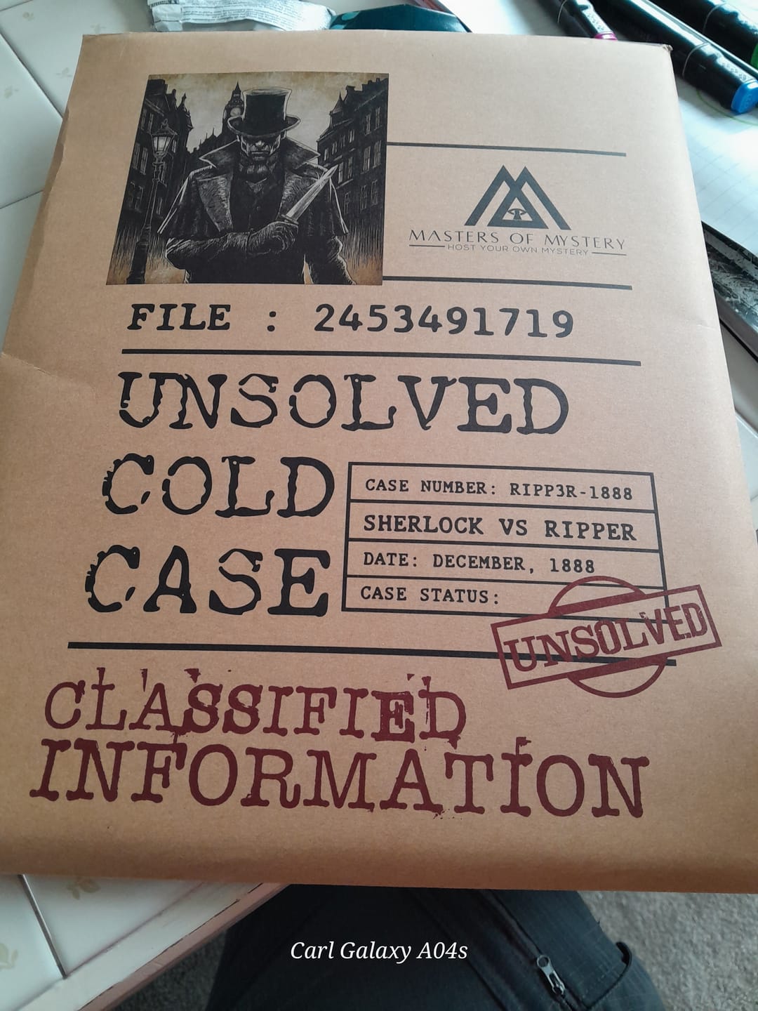 Customer photo review of Unsolved Cold Case Files Game - Sherlock Holmes v Jack The Ripper Unsolved Murder Mystery V2