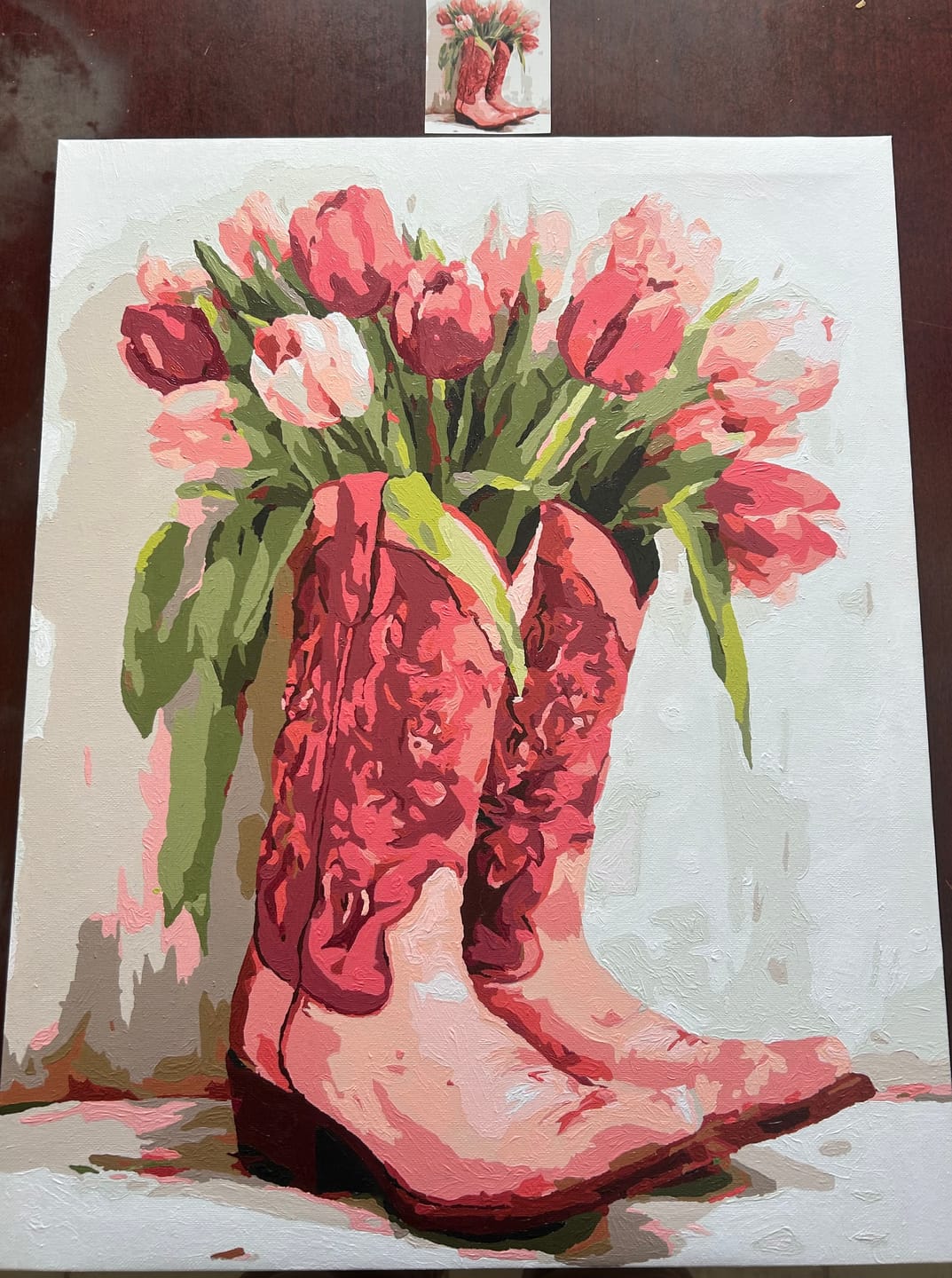 Customer photo review of A tulip cowgirl boots | Paint by Number