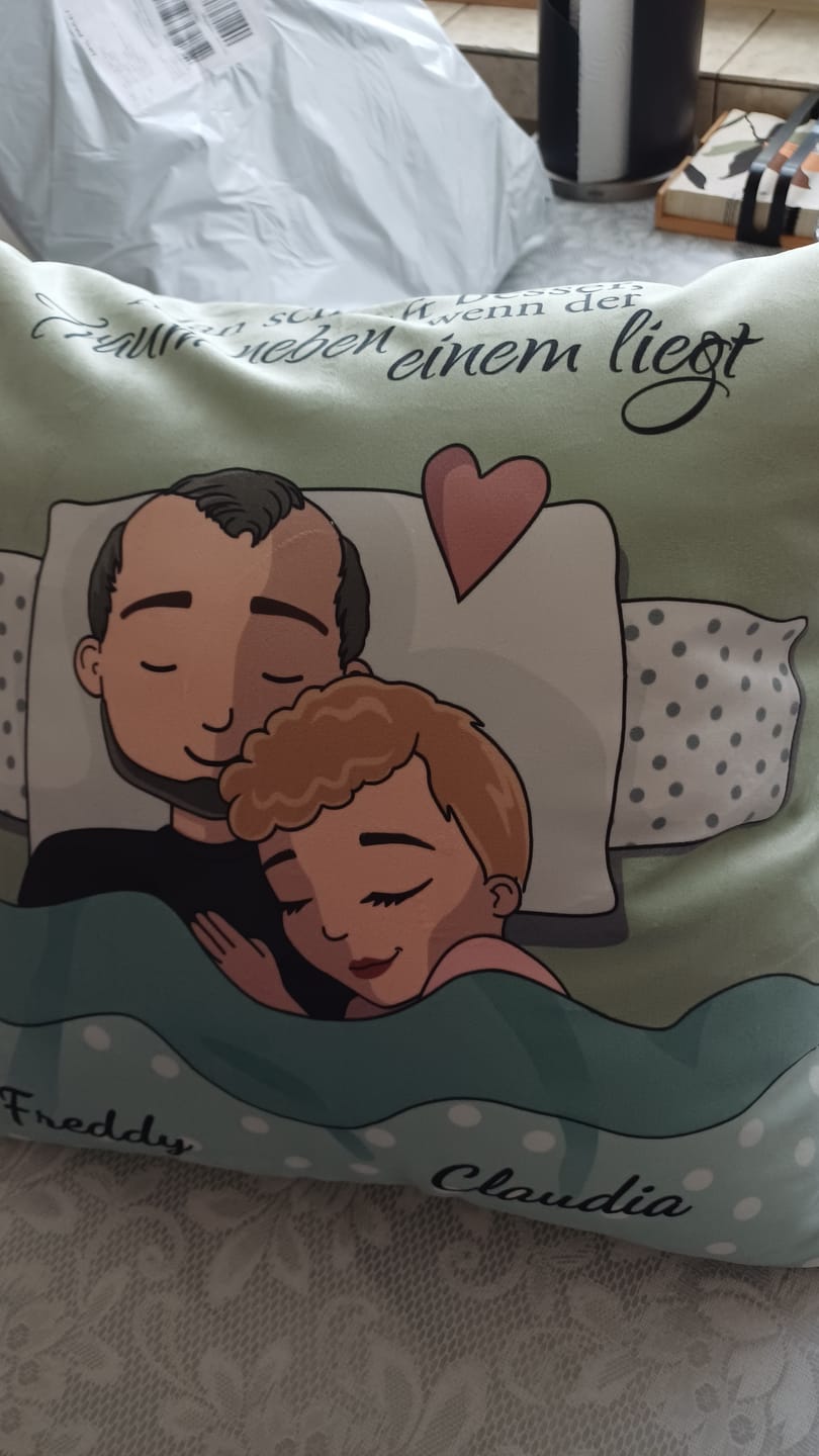 Customer photo review of Schlafmützen - Personalisiertes Kissen