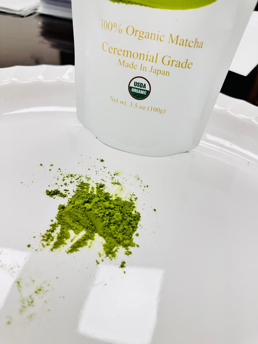 Customer photo review of BENBU Organic Matcha - Premium 100% Organic Japanese Matcha Powder 3.5 oz (100g) Bag