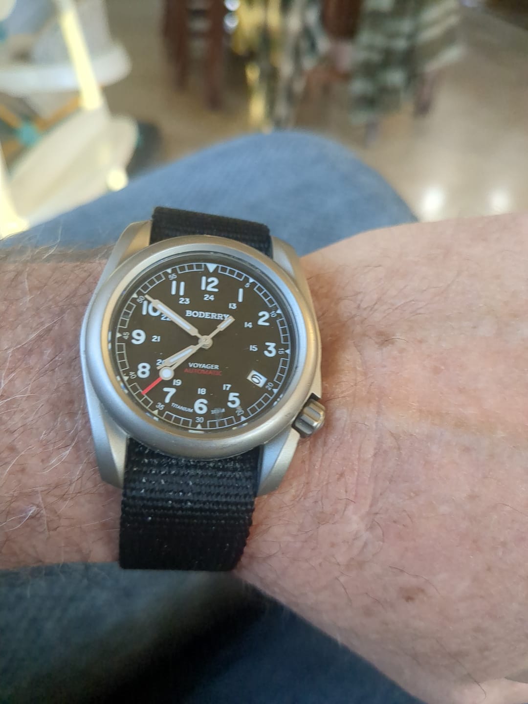 Customer photo review of VOYAGER - 100M Waterproof Titanium Automatic Field Watch | Black