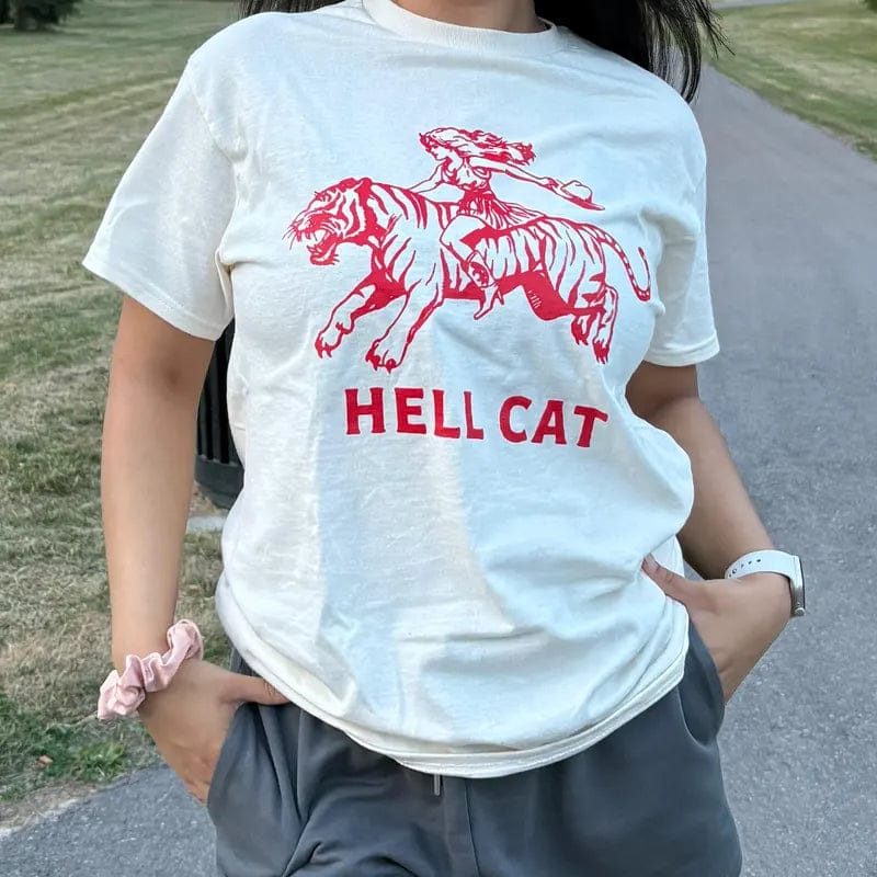 Customer photo review of Hell Cat Cowgirl Riding Tiger Shirt