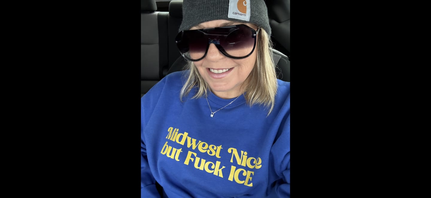 Customer photo review of Midwest Nice But Fuck ICE Sweatshirt