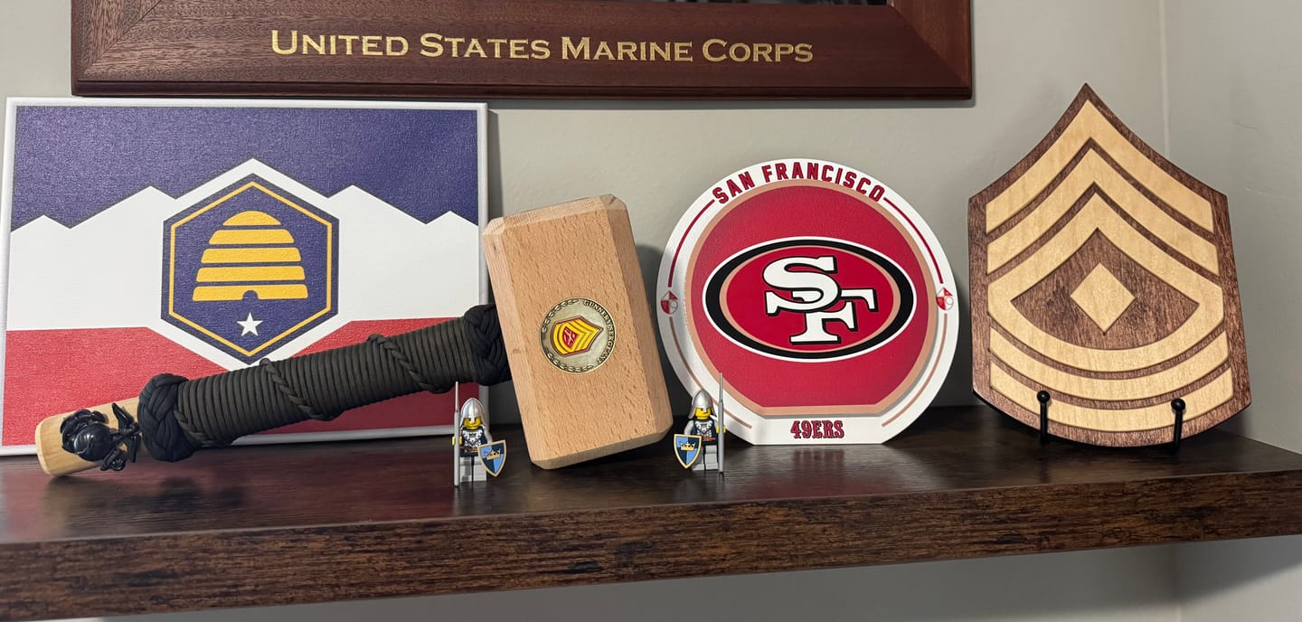Customer photo review of San Francisco 49ers "Double Play" On the Shelf or on the Wall Art