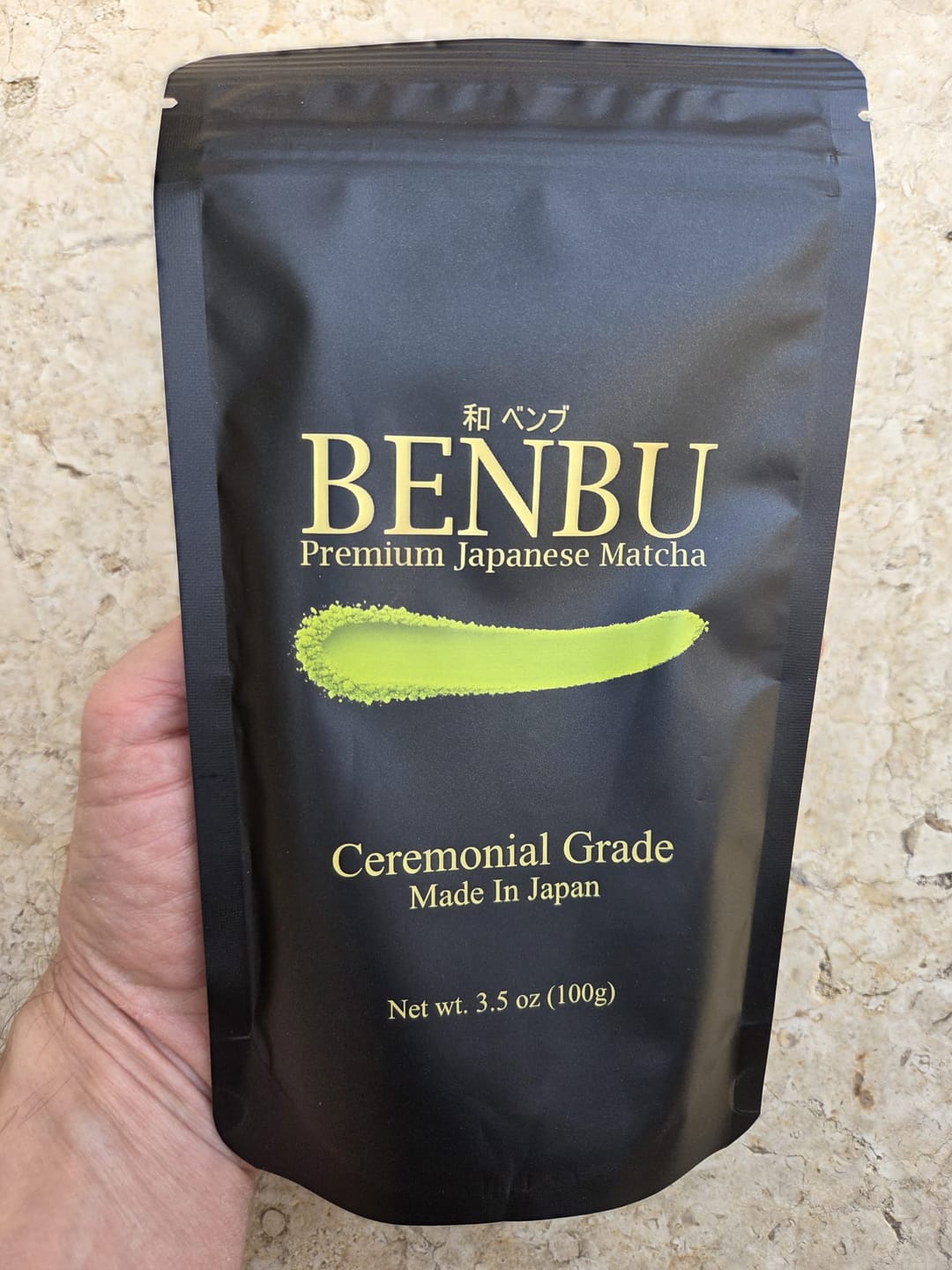 Customer photo review of BENBU Matcha - Premium Japanese Matcha Powder 3.5 oz (100g) Bag