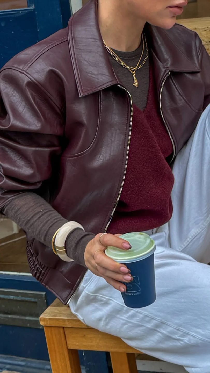 Customer photo review of Erika Zip Up Leather Jacket