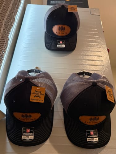 Customer photo review of Richardson 112 Genuine Leather Patch Hats Laser Engraved