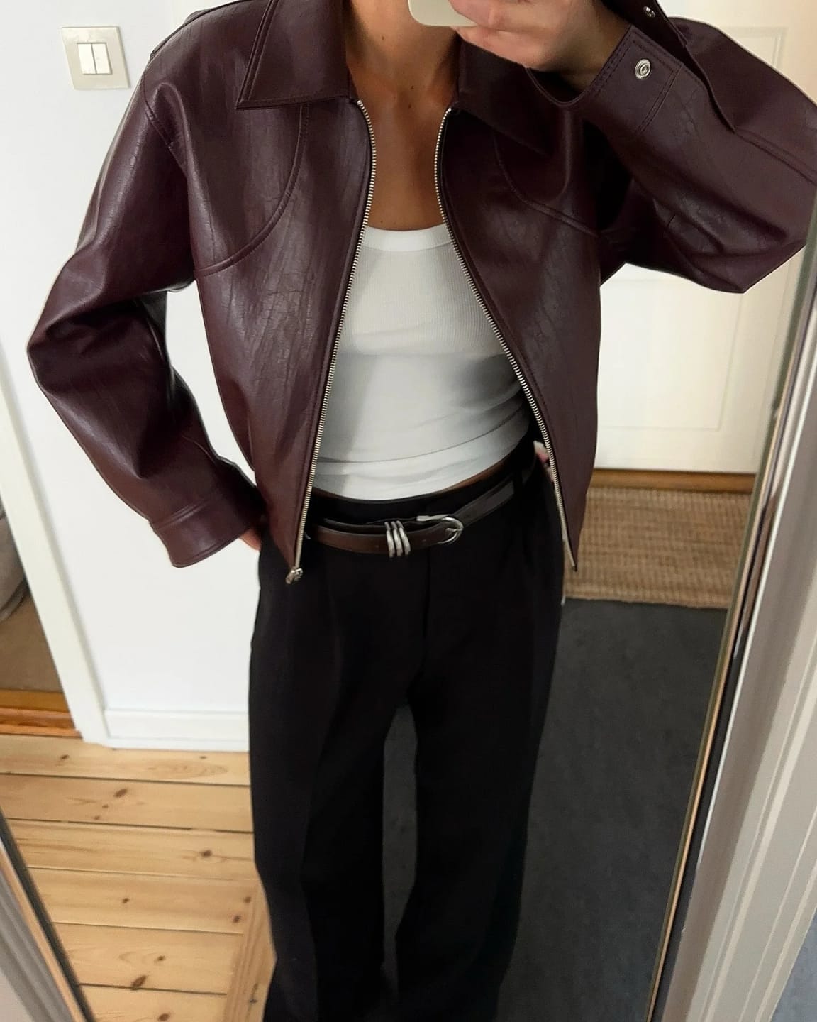 Customer photo review of Erika Zip Up Leather Jacket