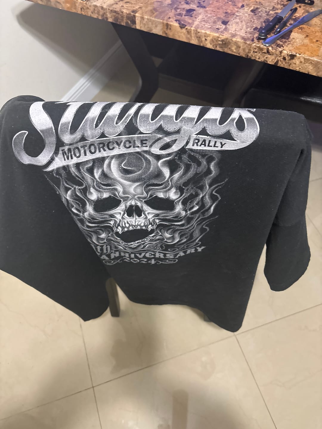 Customer photo review of 2026 Sturgis Motorcycle Rally Smokey Skull T-shirt - 86th Anniversary