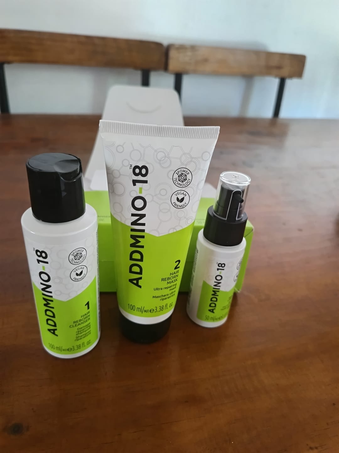 Customer photo review of Kit De Viaje Tratamiento Reestructurante Addmino18