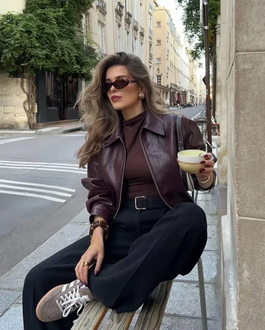 Customer photo review of Erika Zip Up Leather Jacket