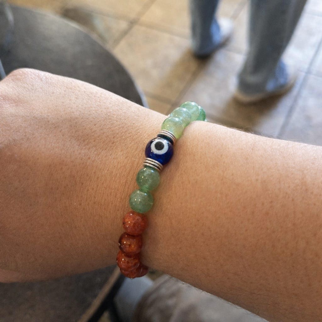 Customer photo review of Cancer Zodiac Healing Bracelet 8mm — Aventurine & Red Jasper, Vastu Remedy