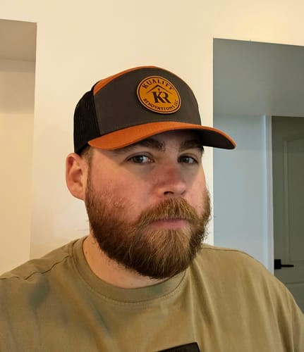 Customer photo review of Custom Leather Patch Hats Richardson 168 Laser Engraved