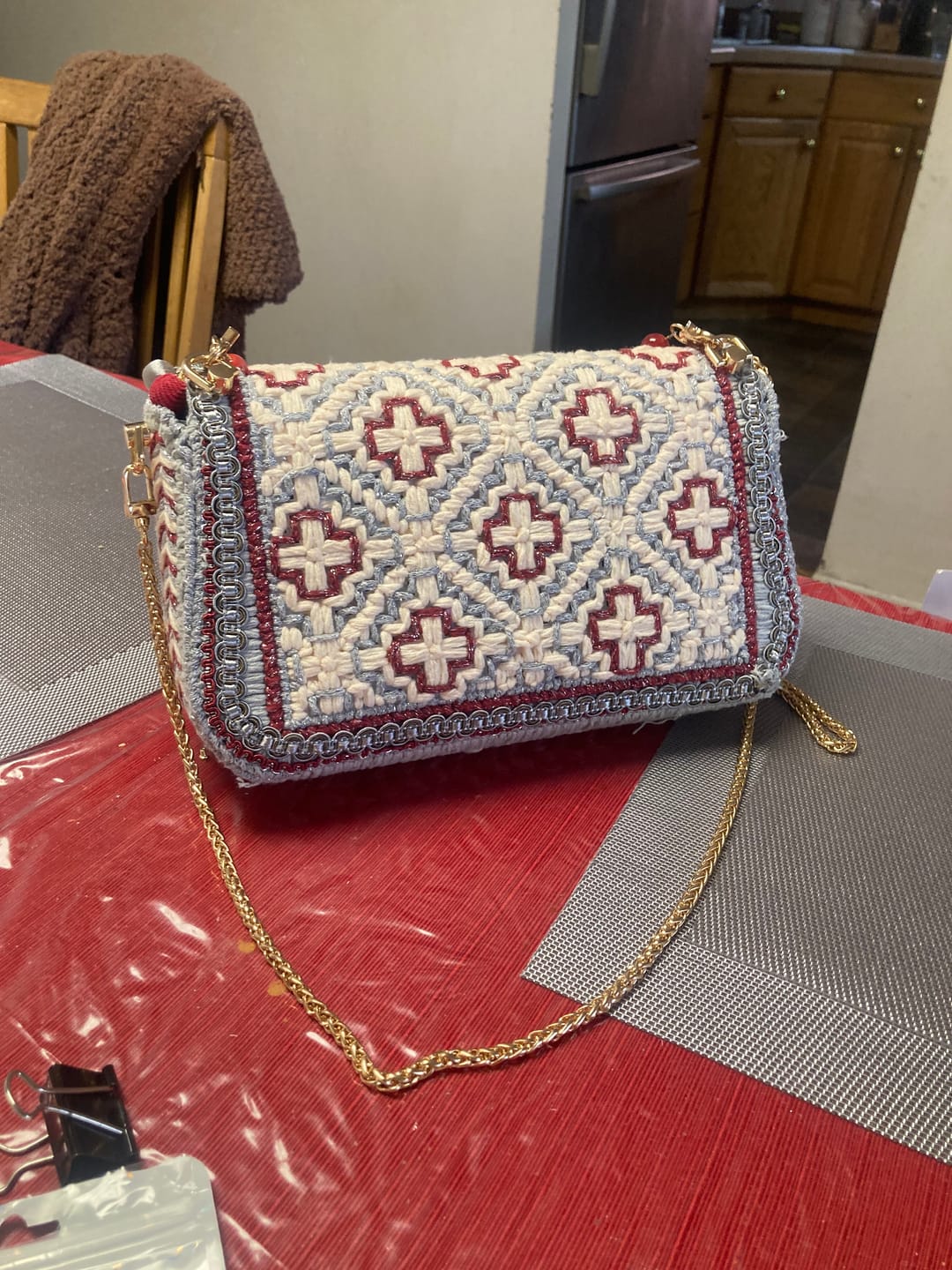 Customer photo review of Highland Cross-Stitch Handbag Kit