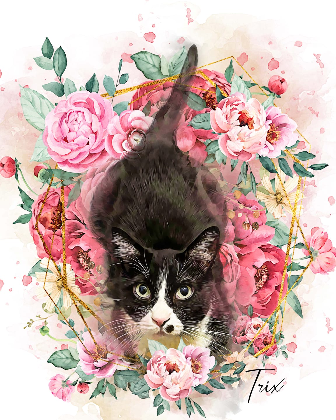 Customer photo review of Full Bloom Style Watercolor Pet Canvas